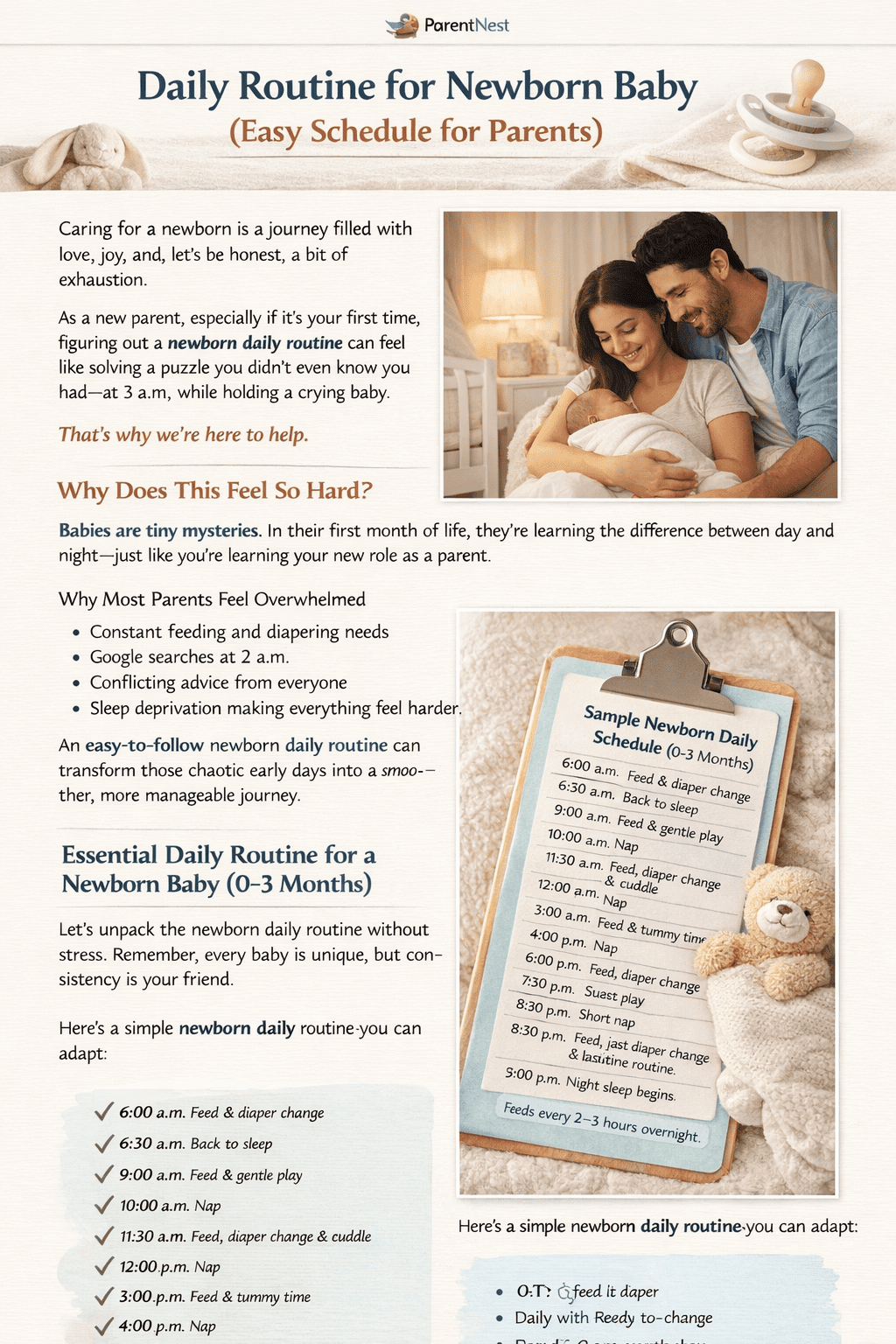 newborn daily routine checklist