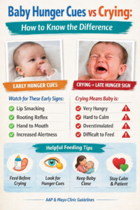 baby hunger cues vs crying
