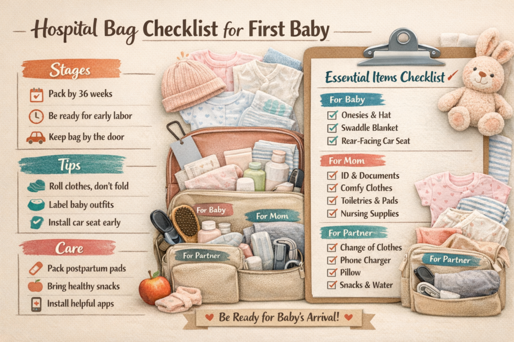 hospital bag checklist for first baby newborn essentials