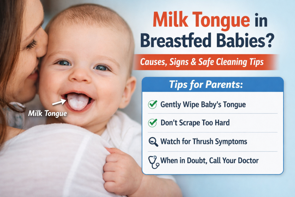 milk residue on baby tongue breastfeeding