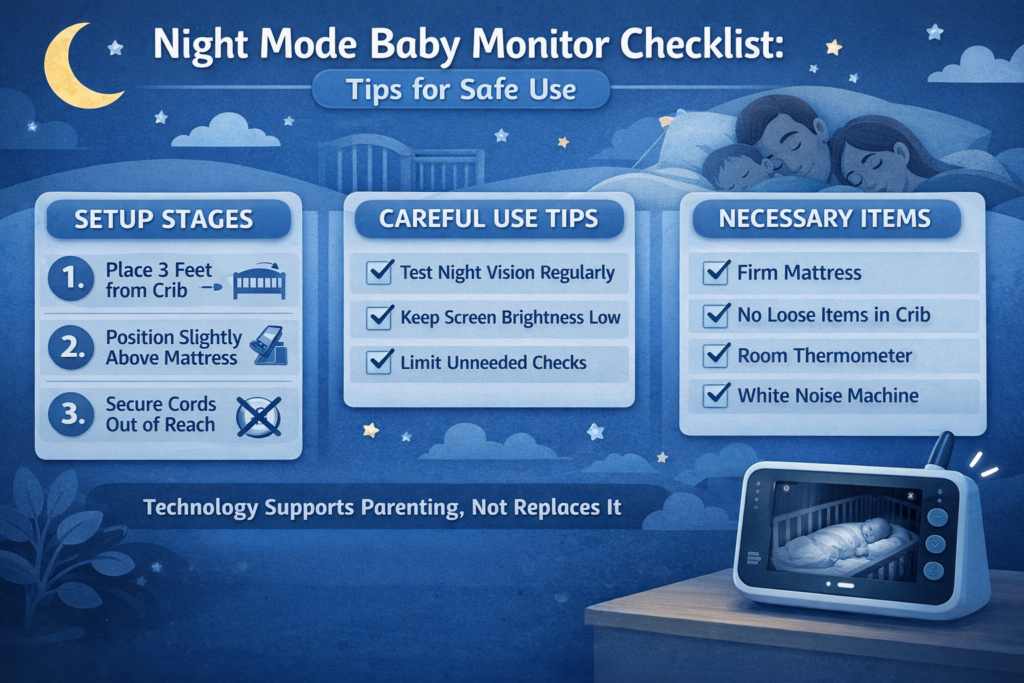 baby sleeping under night mode baby monitor camera