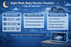 baby sleeping under night mode baby monitor camera