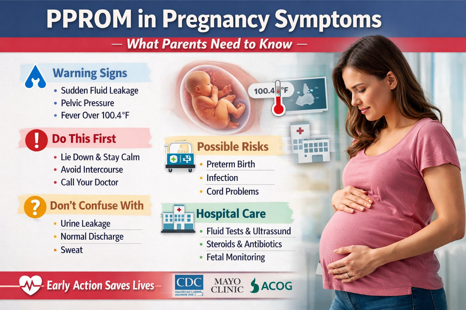 monitoring baby after pprom in pregnancy symptoms