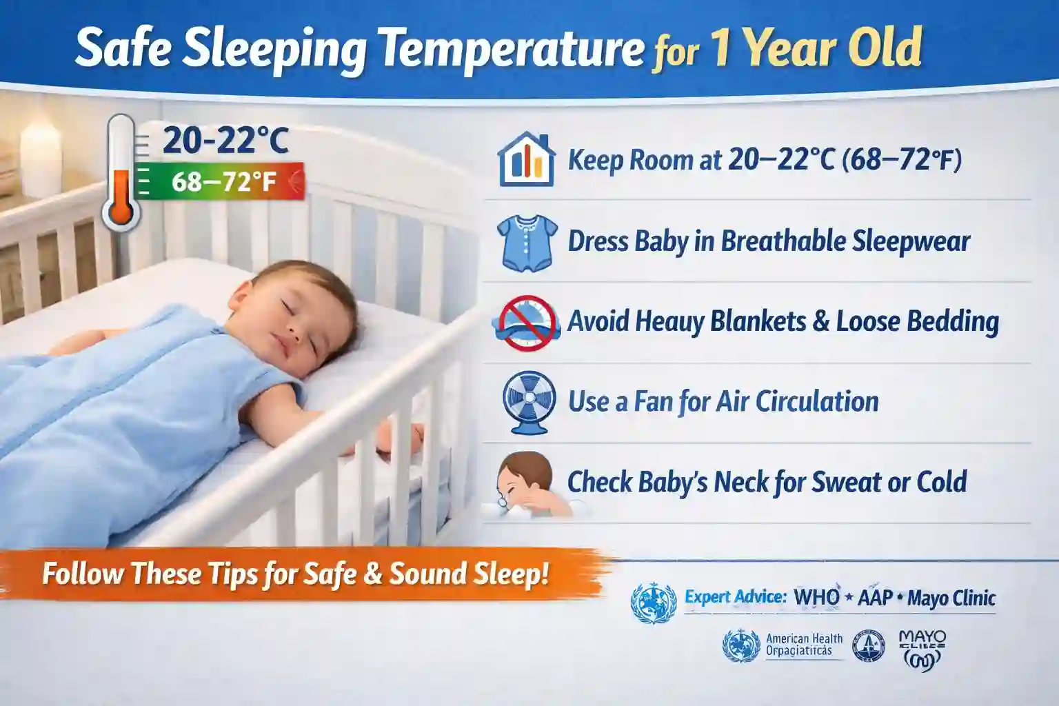 baby sleep environment safe sleeping temperature for 1 year old