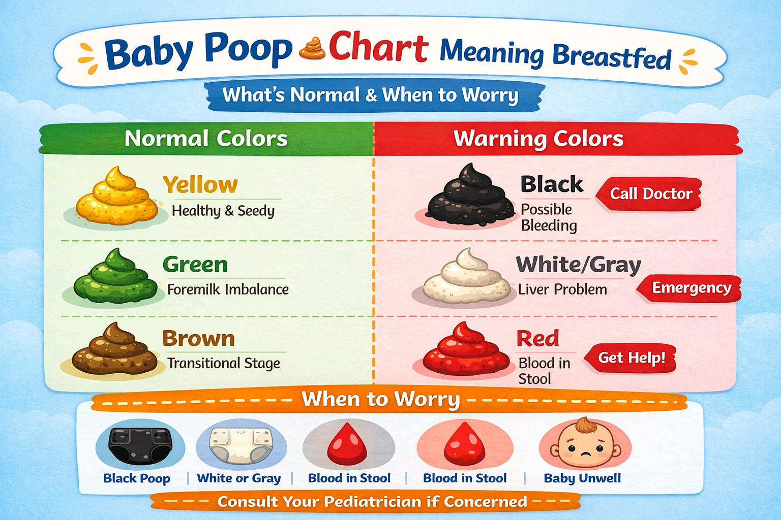 baby poop color chart meaning breastfed warning colors