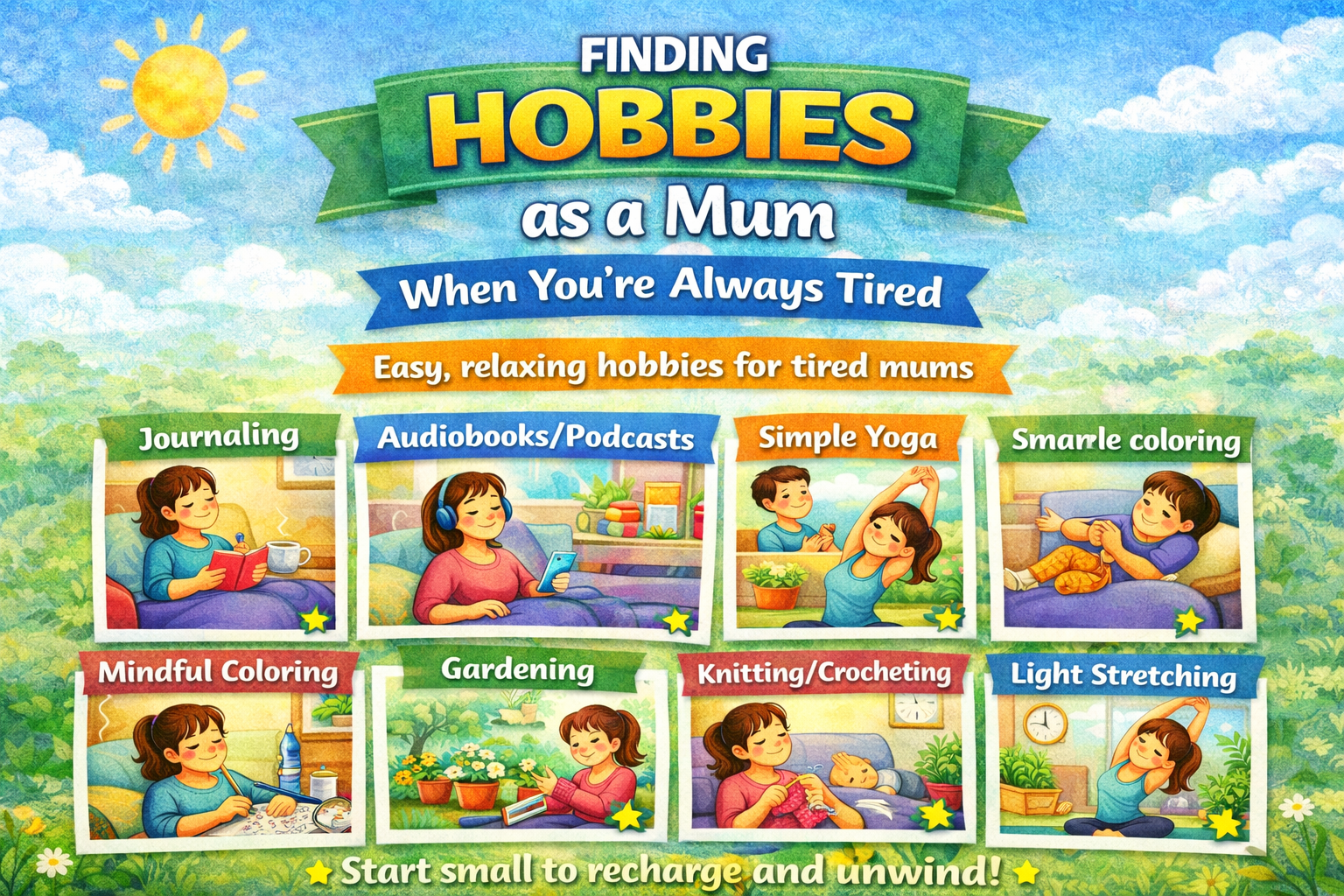 finding hobbies as a mum when you're always tired relaxing ideas