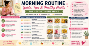 Stay-at-home mum enjoying a quiet morning routine with a cup of tea before the children wake up — calm and peaceful start to the day