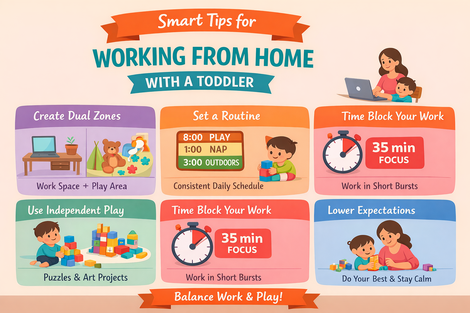 toddler play area near home office setup