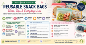 best reusable snack bags for daycare flat lay parent guide