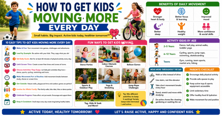Child running freely in garden — how to get kids moving more every day
