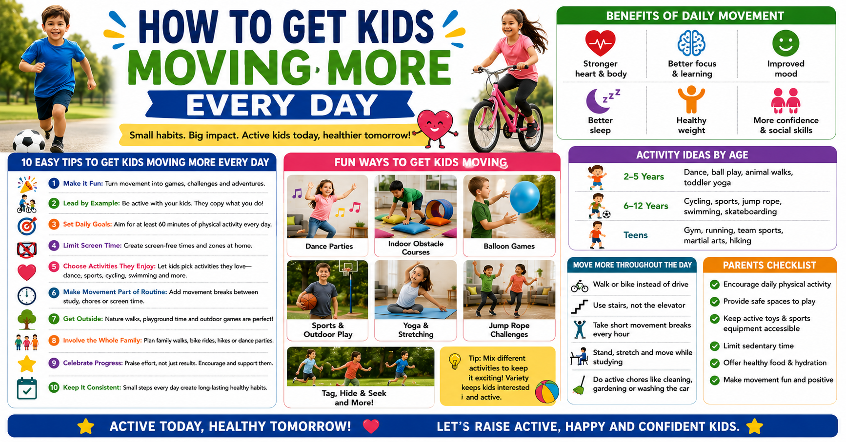Child running freely in garden — how to get kids moving more every day