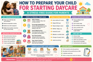How to prepare your child for starting daycare: parent and toddler reading a daycare book together at home