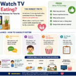 Child eating dinner while watching TV at home — kids watching TV while eating