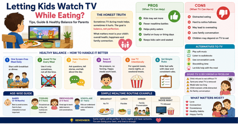 Child eating dinner while watching TV at home — kids watching TV while eating
