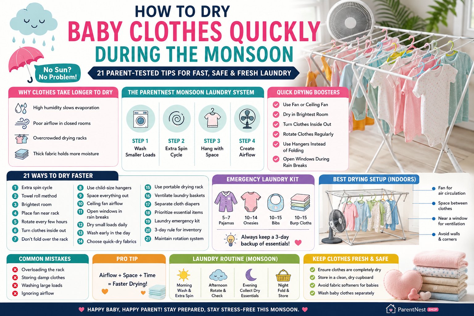 Monsoon Baby Clothes Drying Tips