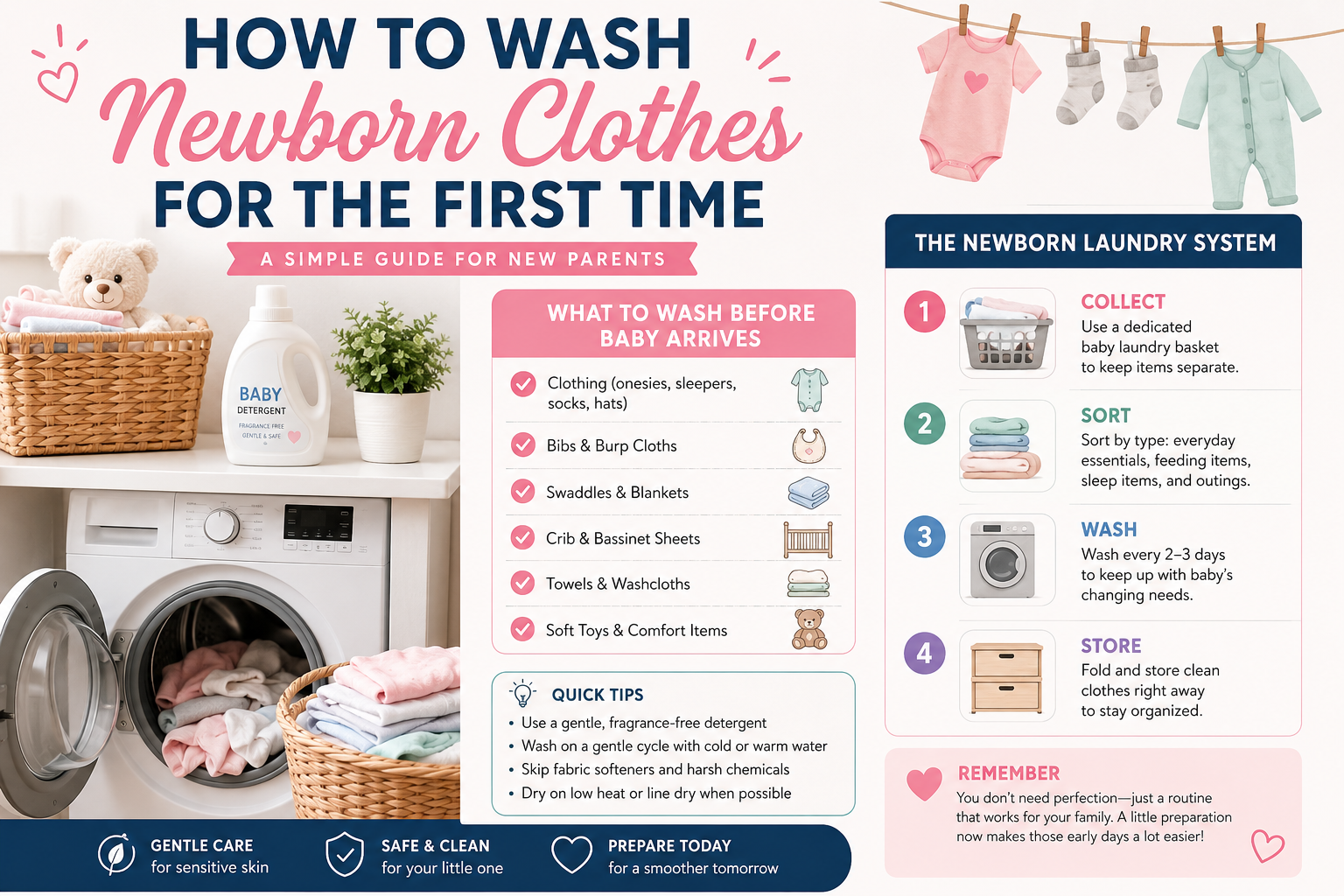 Wash baby items separately for the first 3 months
