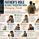 Indian father bonding with newborn baby at home changing parenting trends