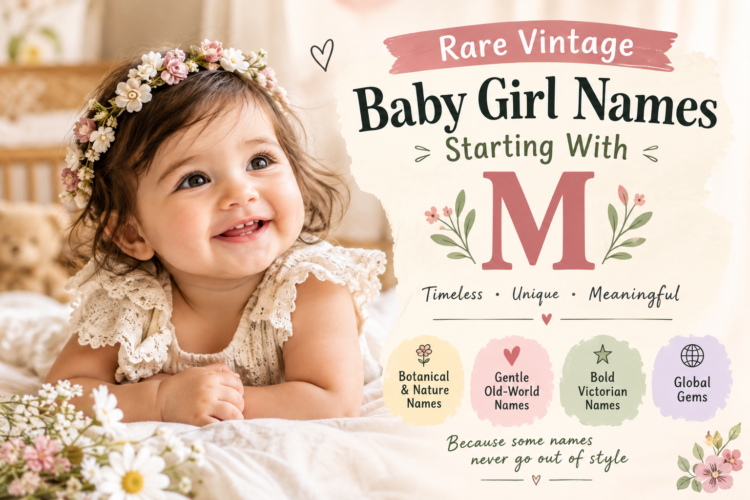 rare vintage baby girl names starting with M guide