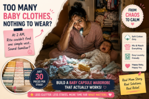 baby capsule wardrobe India 30 pieces flat lay